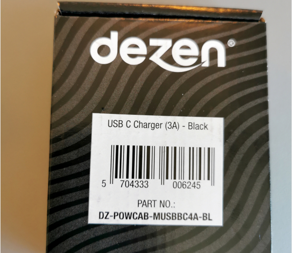 Dezen USB-C Charger (3A) Black, Part Nr.: DZ-POWCABMUSBBC4A-BL eller HN-538