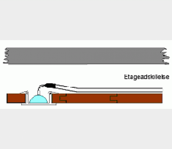 Fast installation forbundet til ledningsender (grisehaler) på belysningsarmaturet med presmuffer og forseglet med limkrympemuffe 