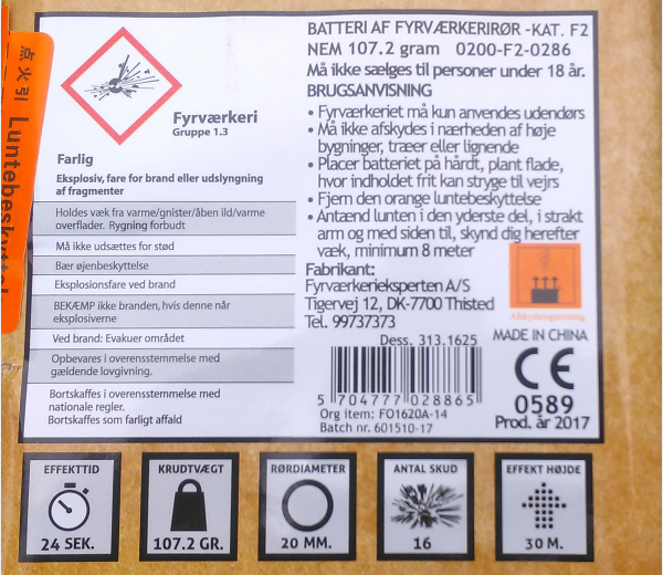 Fyrværkerens batteri 16 skud