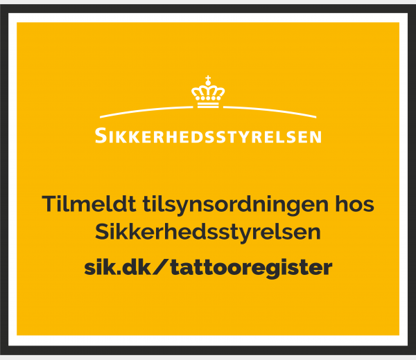 Banner til tatovørsteder, der er tilmeldt tilsynsordningen