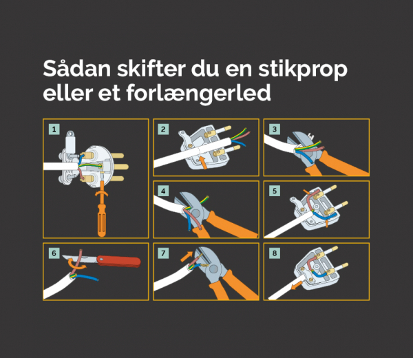 Sådan skifter du en stikprop eller et forlængerled