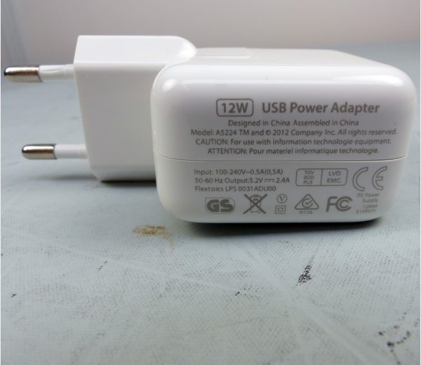 iPad oplader 12W / USB Power Adapter 12W, A5224